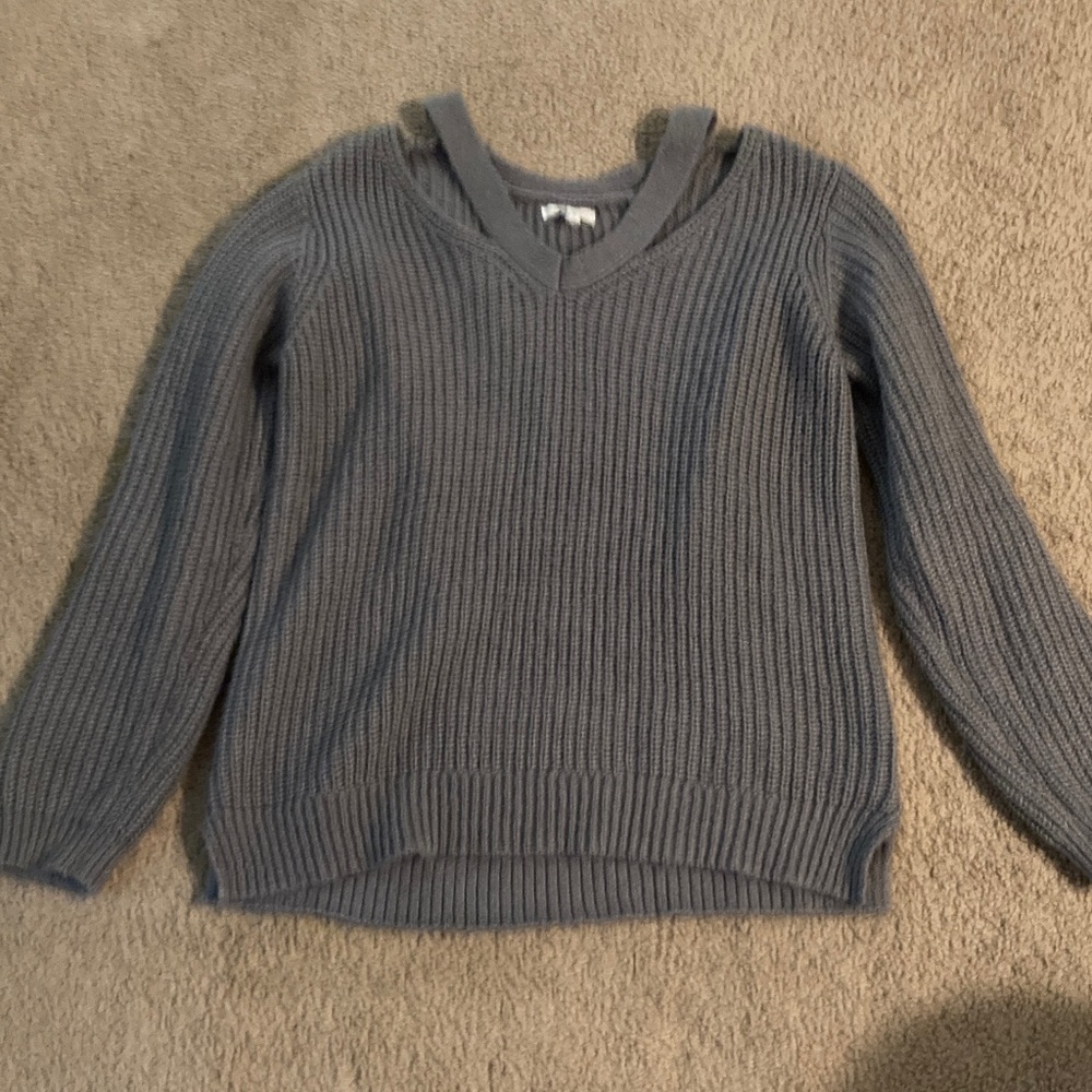 Maurices Slate Ribbed V-Neck Pullover Sweater